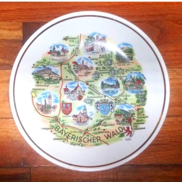 BAVARIAN FOREST PWB Germany Bayerischer Plate 7.25" Vintage Ceramic gold trim - Picture 1 of 6